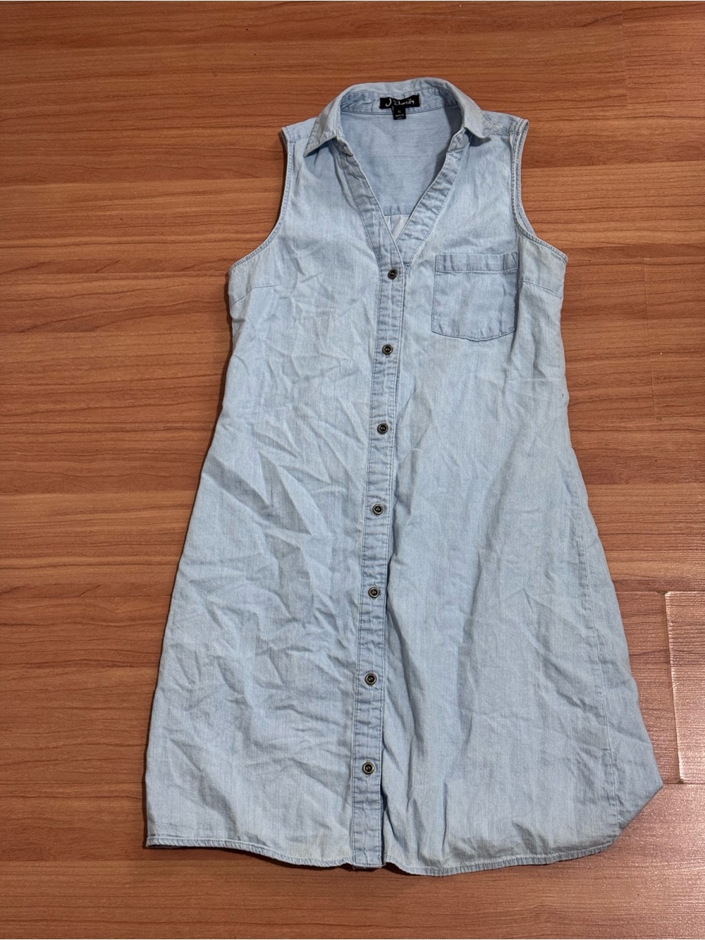 J For Justify Light Wash Sleeveless Denim Shirt Dress Size XS